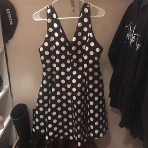 T-length Deep V polka dot cocktail dress!